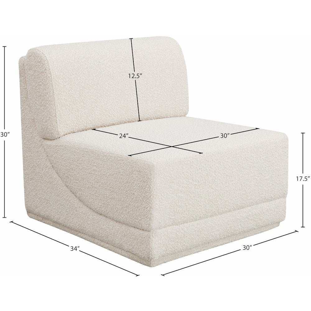 Ollie Cream Boucle Fabric Armless