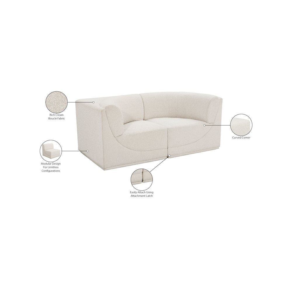 Ollie Cream Boucle Fabric Modular Sofa