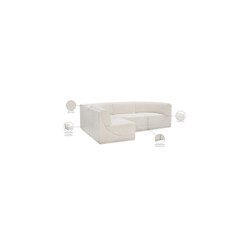 Ollie Cream Boucle Fabric Modular Sectional