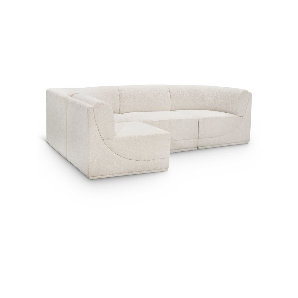 Ollie Cream Boucle Fabric Modular Sectional
