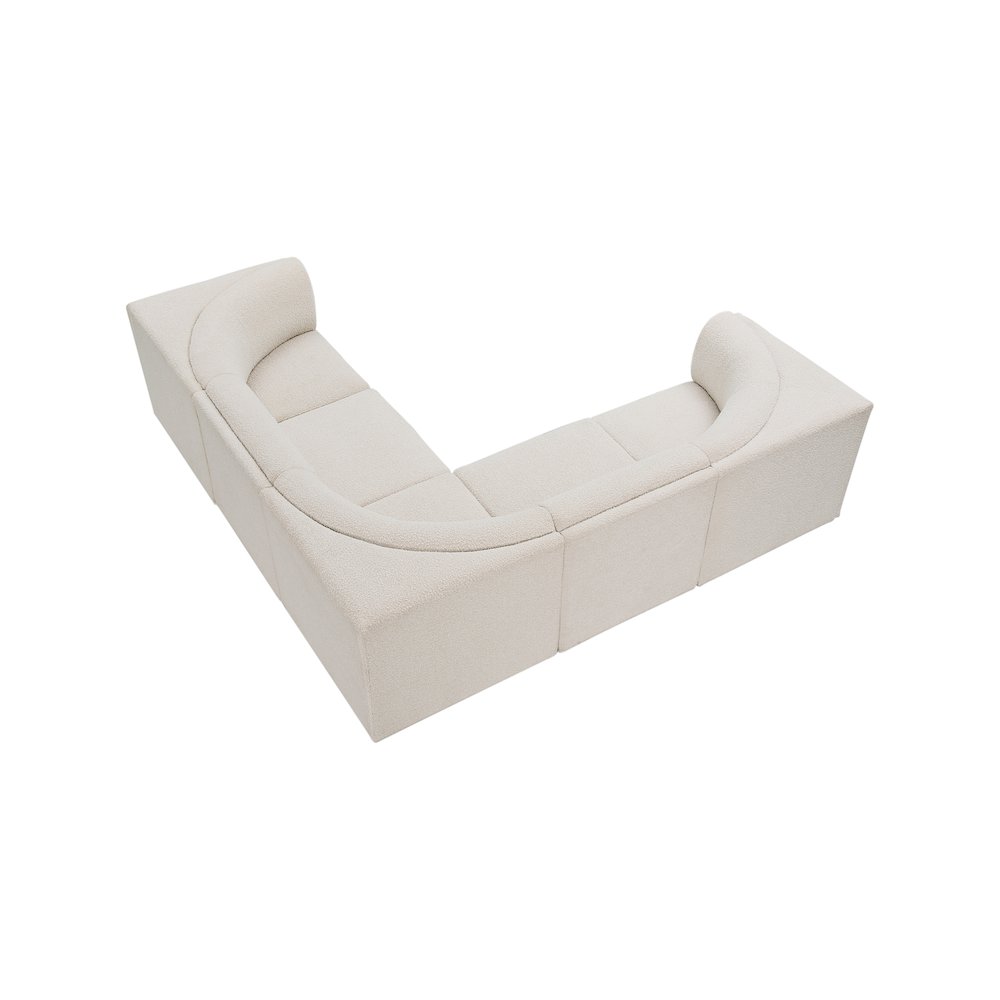 Ollie Cream Boucle Fabric Modular Sectional