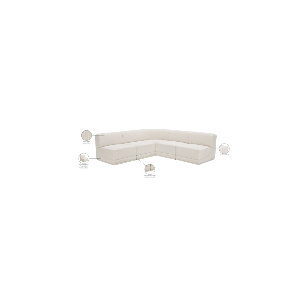 Ollie Cream Boucle Fabric Modular Sectional