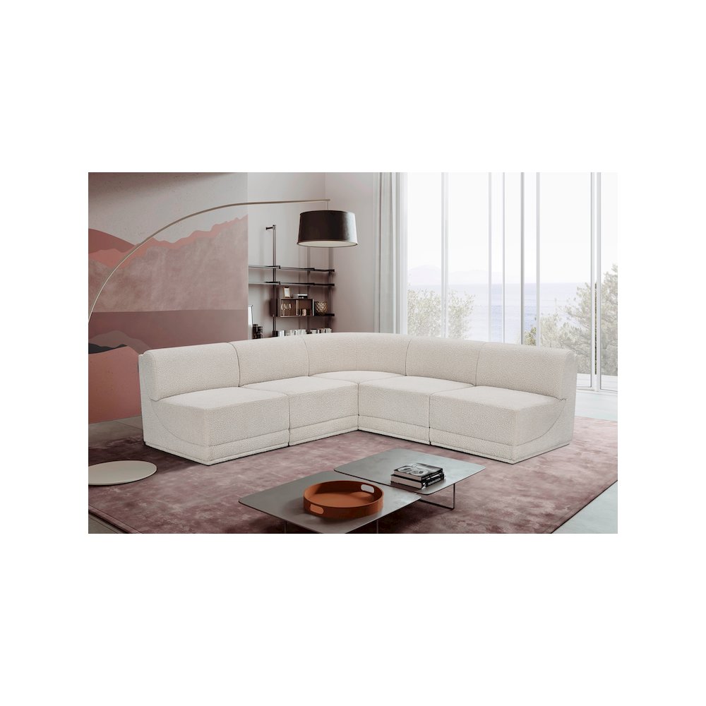 Ollie Cream Boucle Fabric Modular Sectional