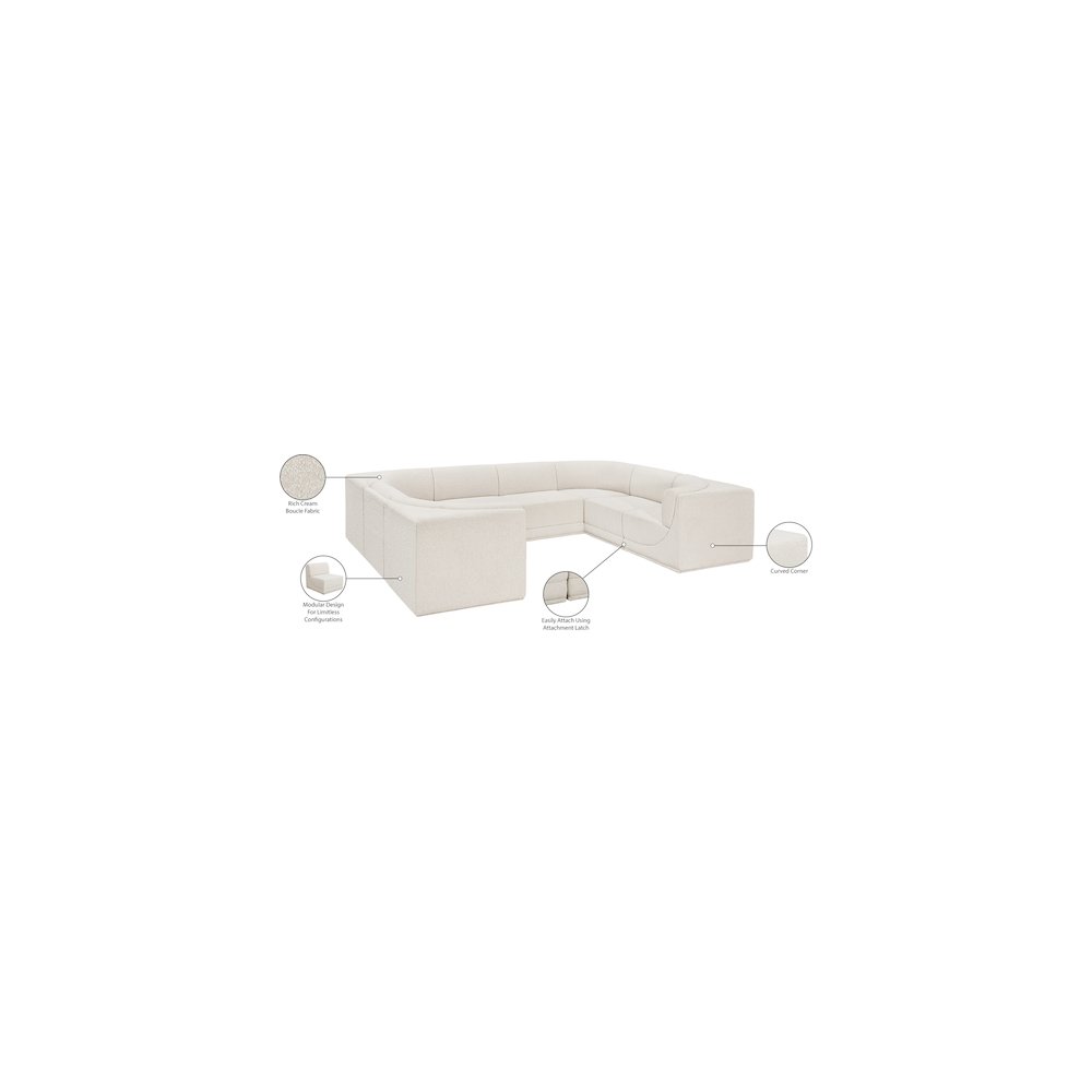 Ollie Cream Boucle Fabric Modular Sectional