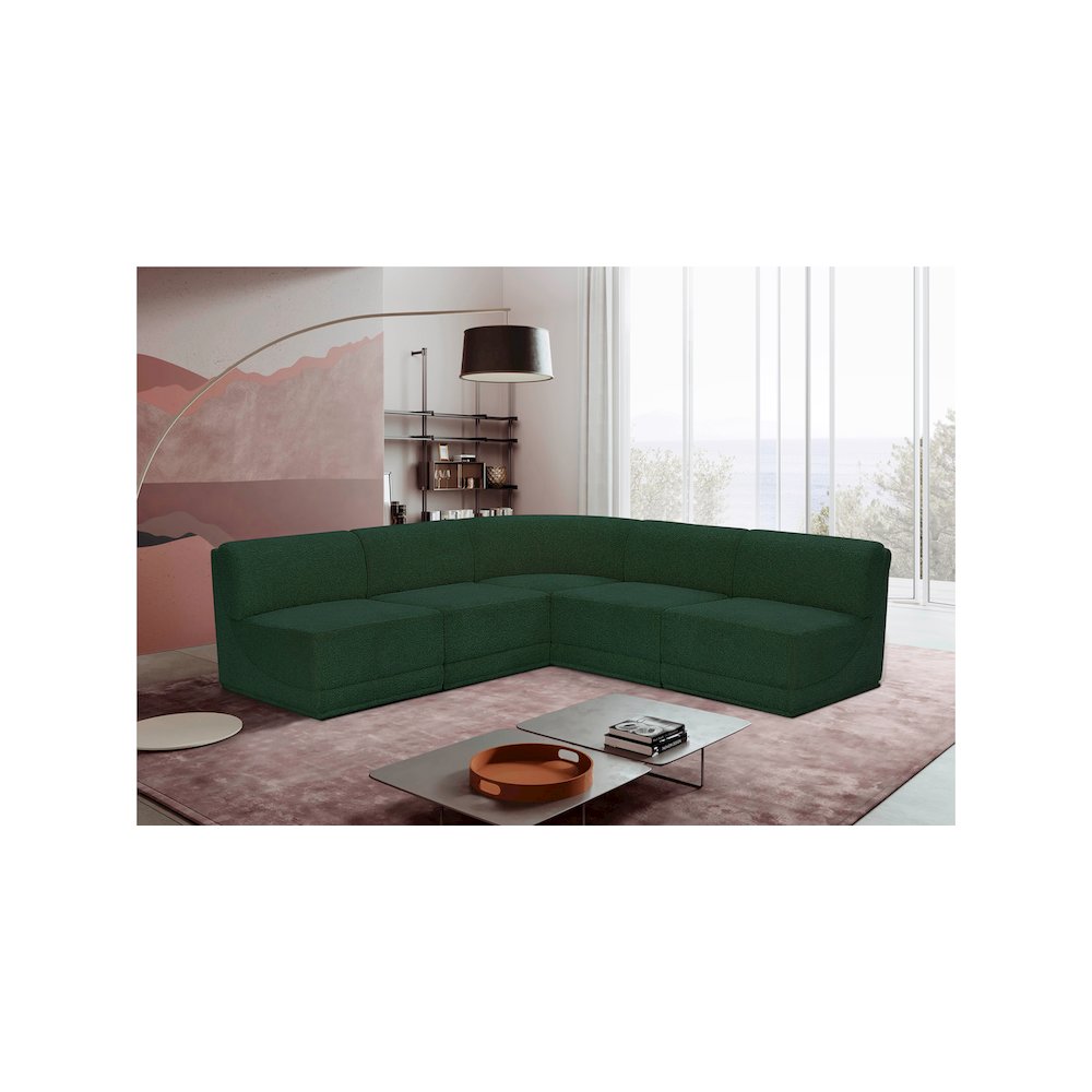 Ollie Green Boucle Fabric Modular Sectional