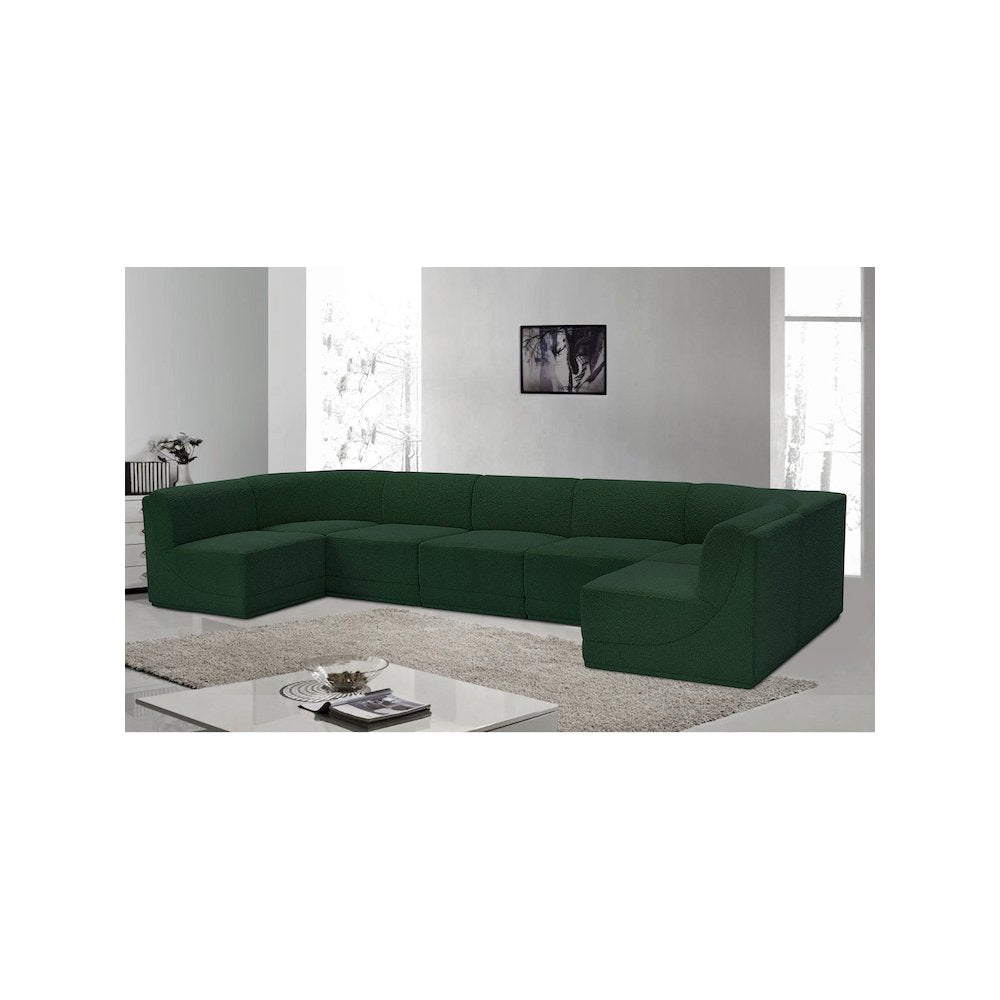 Ollie Green Boucle Fabric Modular Sectional