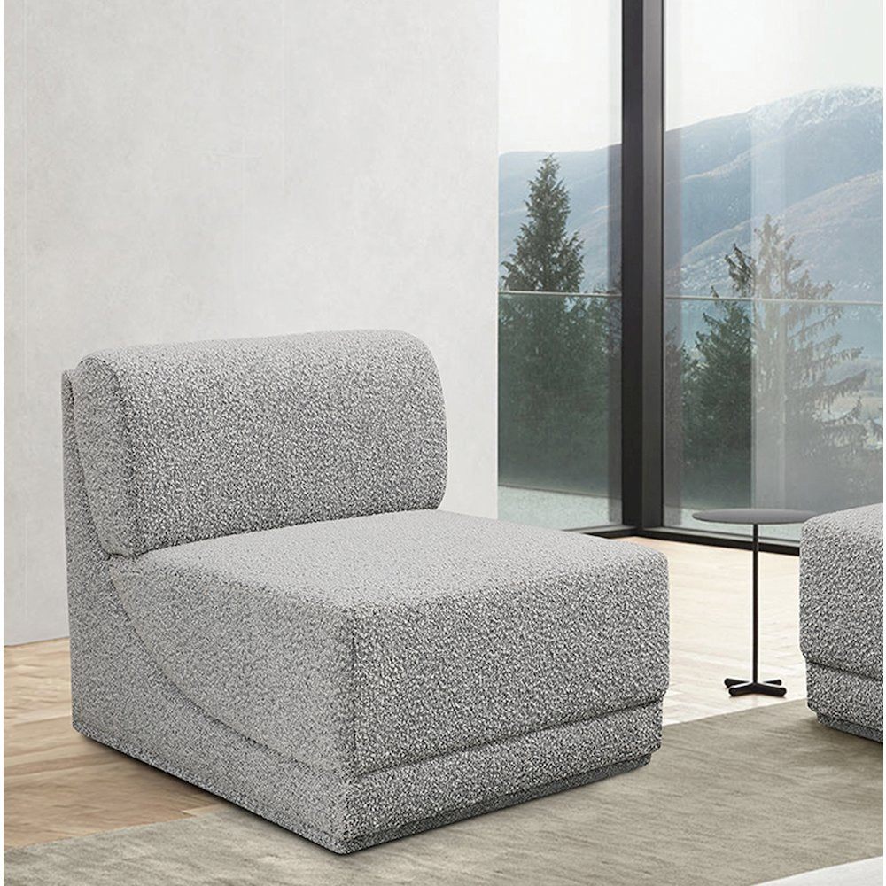 Ollie Grey Boucle Fabric Armless