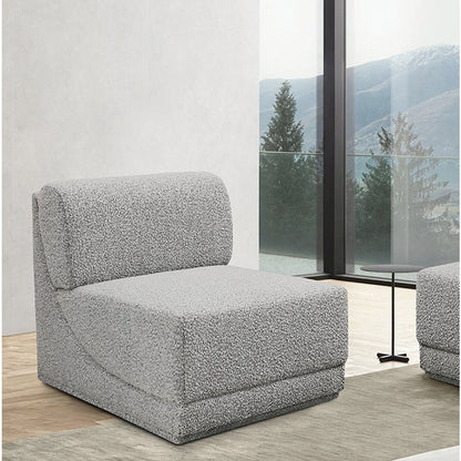 Ollie Grey Boucle Fabric Armless