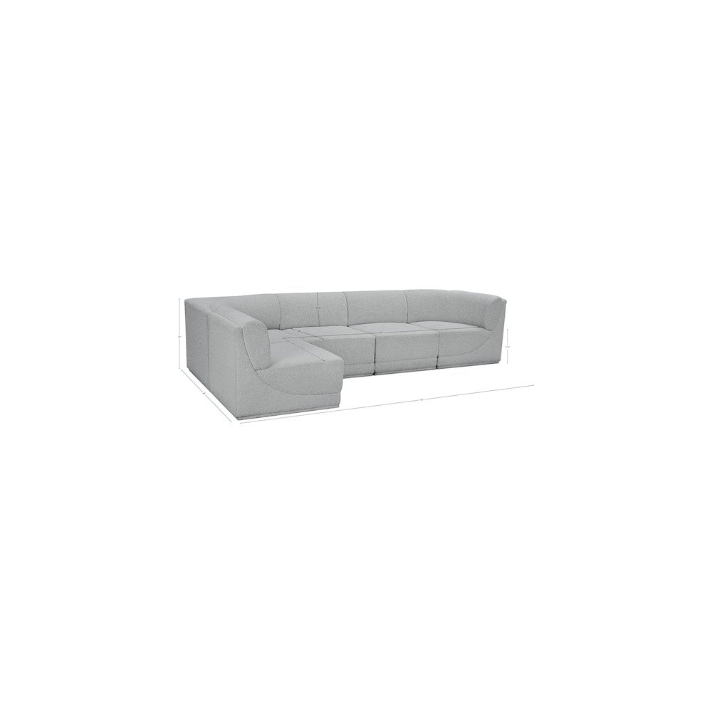 Ollie Grey Boucle Fabric Modular Sectional