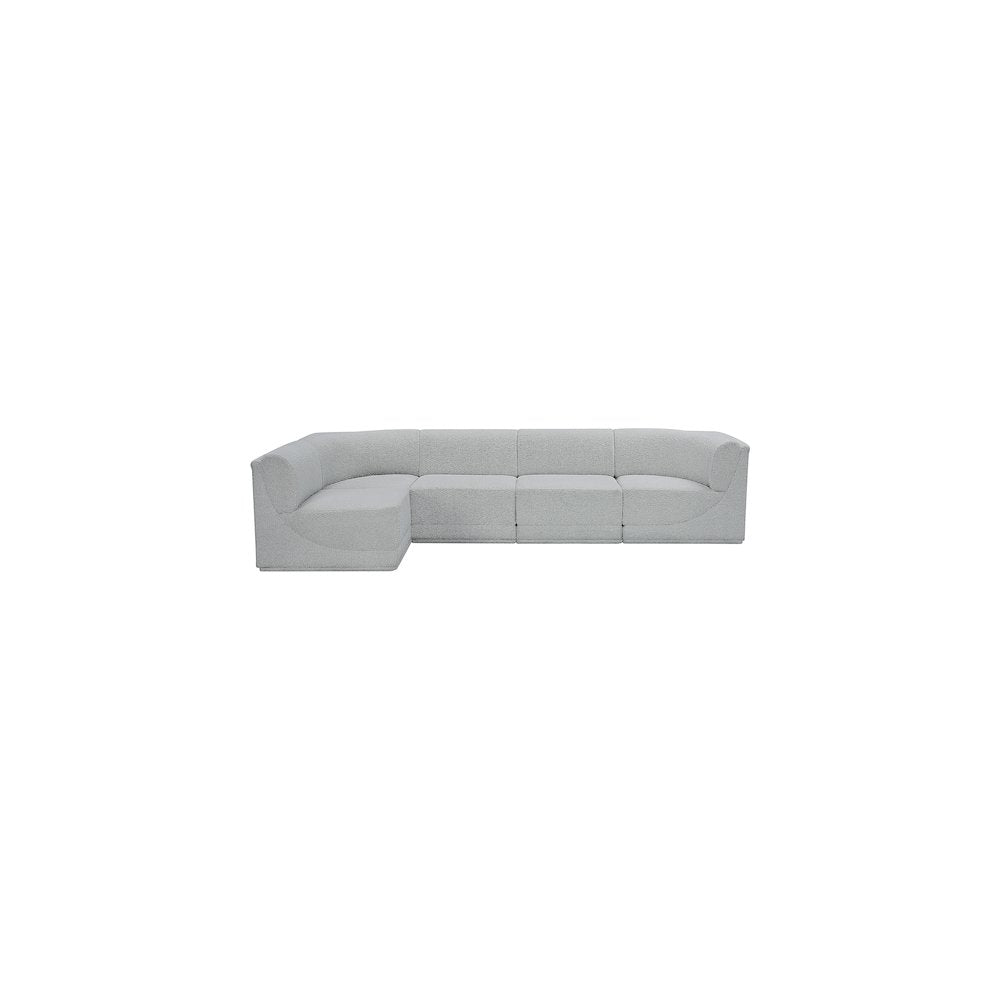 Ollie Grey Boucle Fabric Modular Sectional