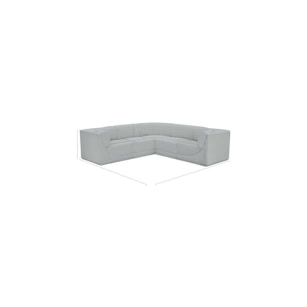 Ollie Grey Boucle Fabric Modular Sectional