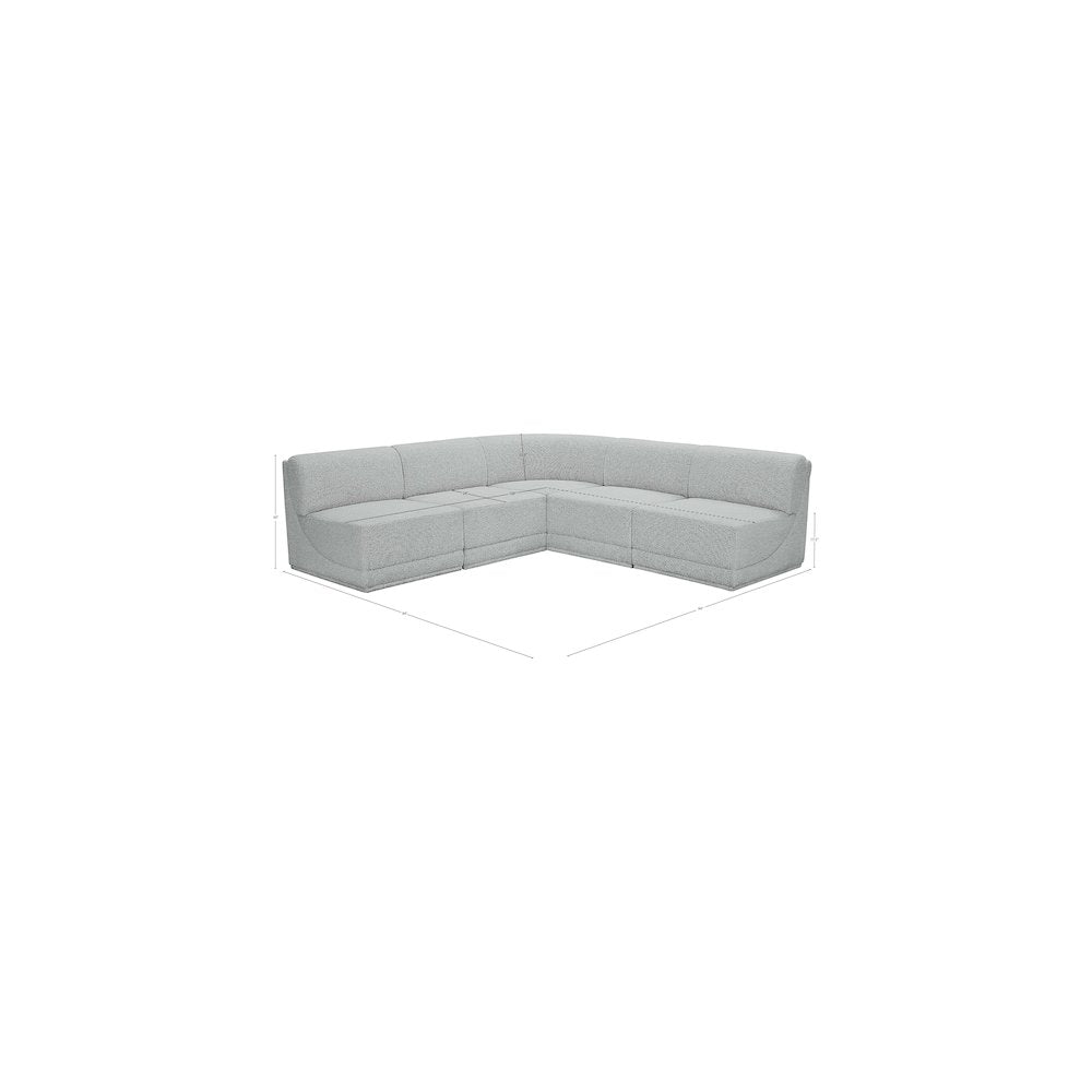Ollie Grey Boucle Fabric Modular Sectional