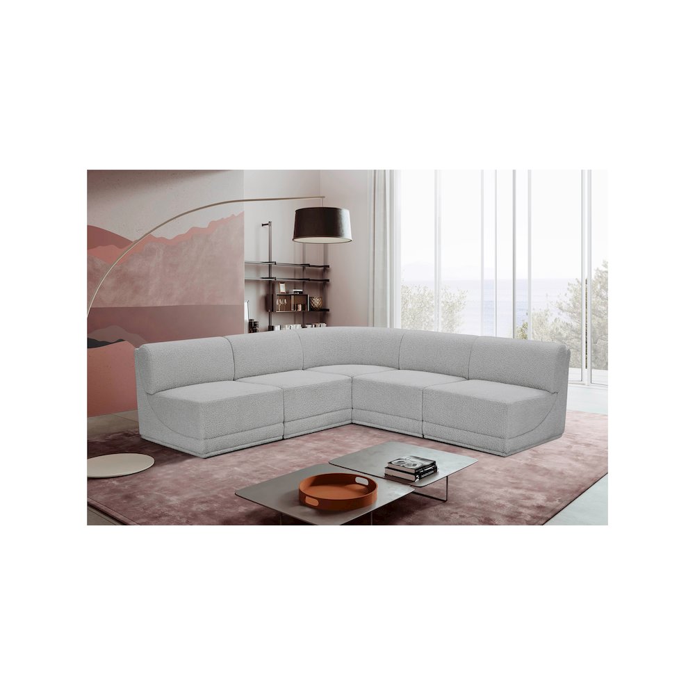 Ollie Grey Boucle Fabric Modular Sectional