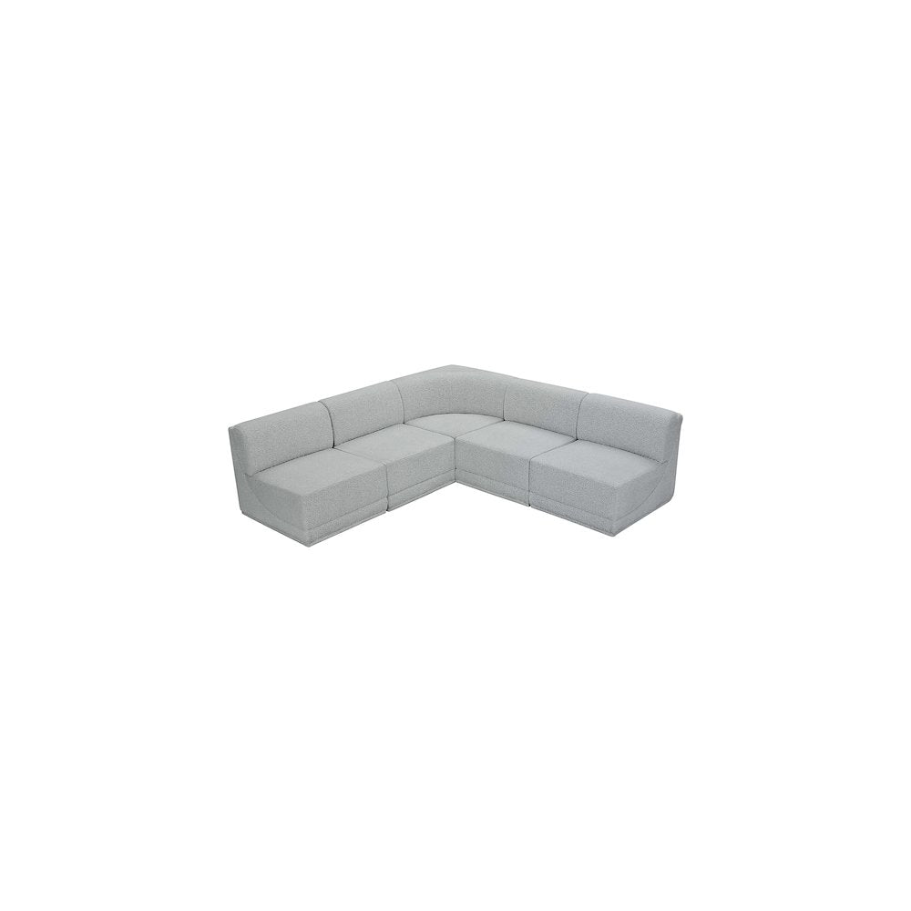 Ollie Grey Boucle Fabric Modular Sectional