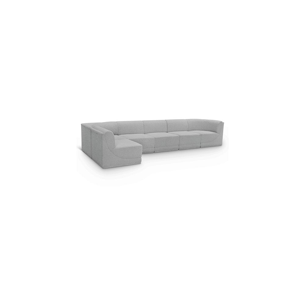 Ollie Grey Boucle Fabric Modular Sectional