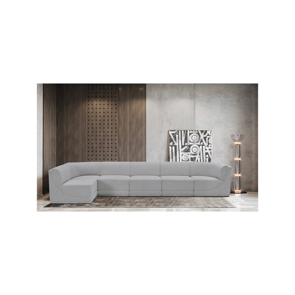 Ollie Grey Boucle Fabric Modular Sectional