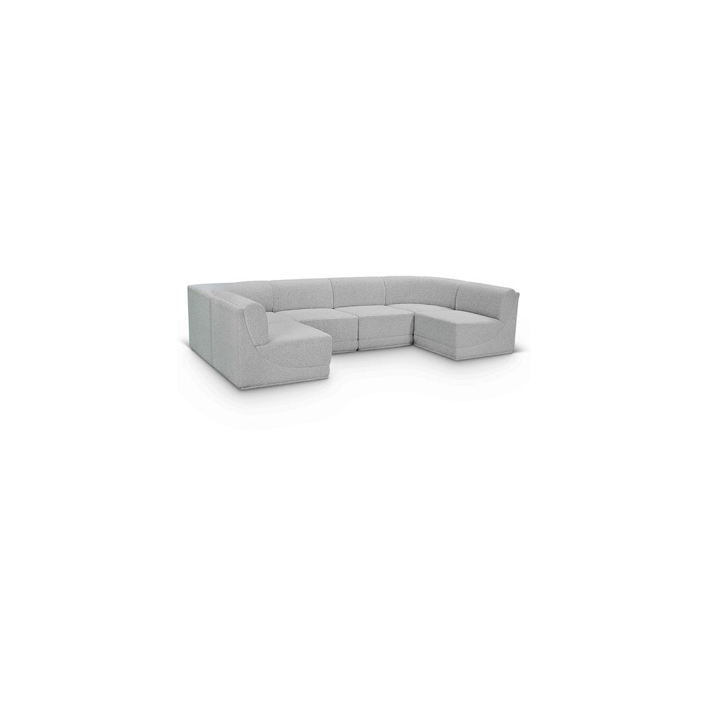 Ollie Grey Boucle Fabric Modular Sectional