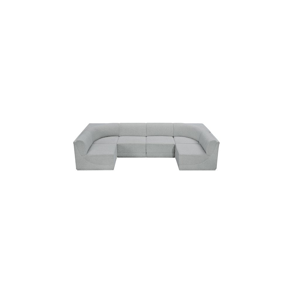 Ollie Grey Boucle Fabric Modular Sectional