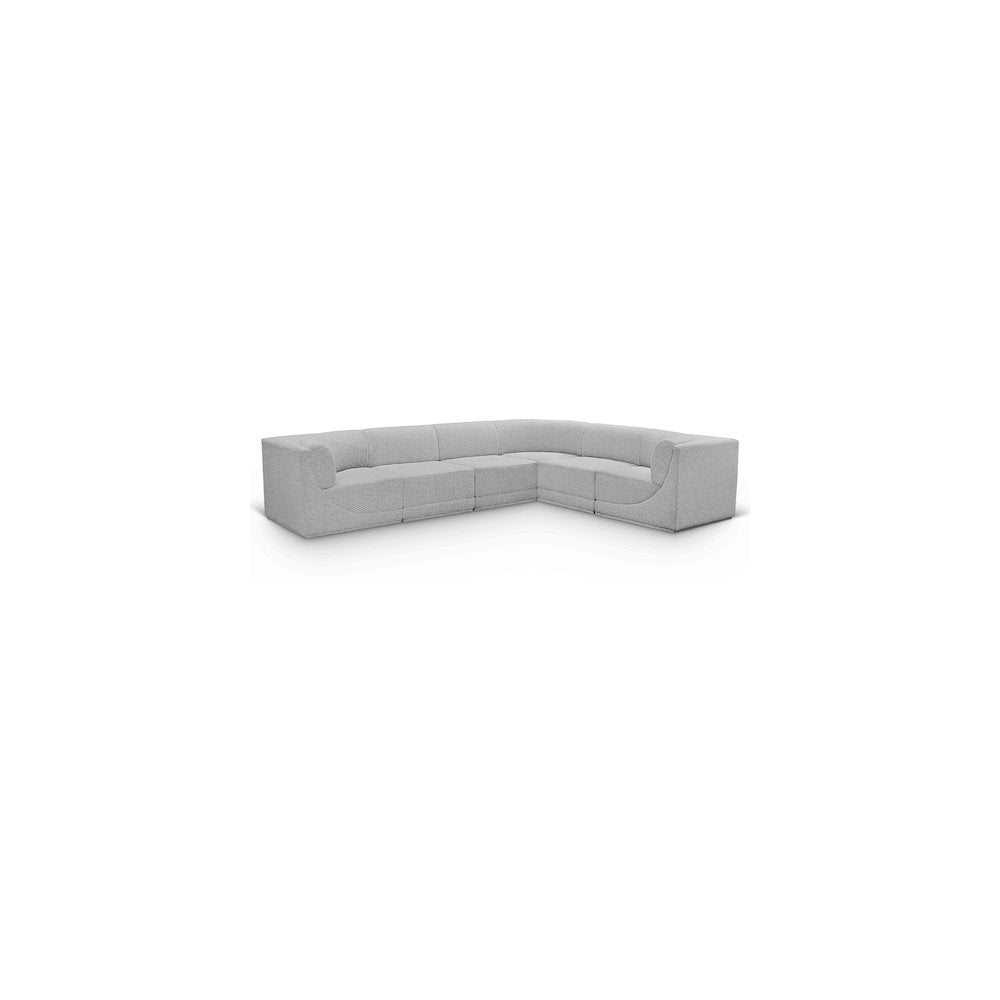 Ollie Grey Boucle Fabric Modular Sectional
