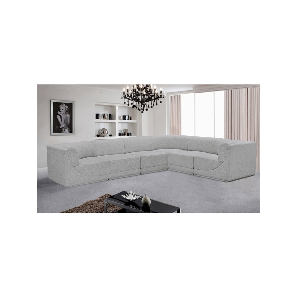 Ollie Grey Boucle Fabric Modular Sectional