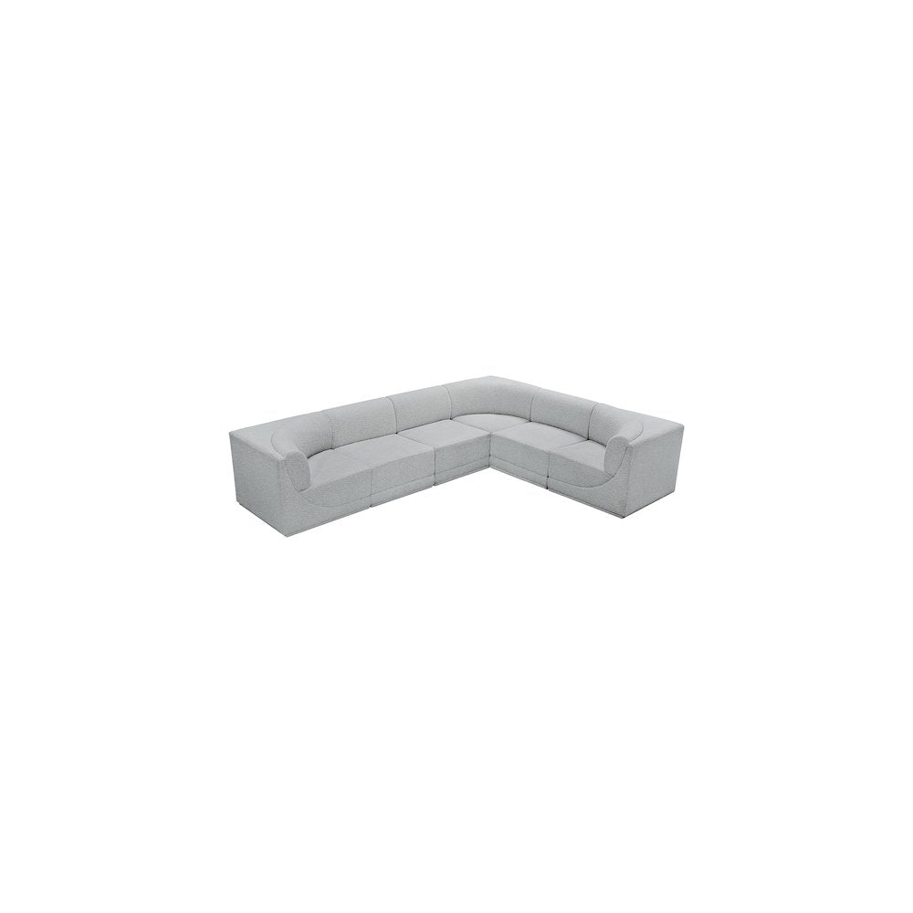 Ollie Grey Boucle Fabric Modular Sectional