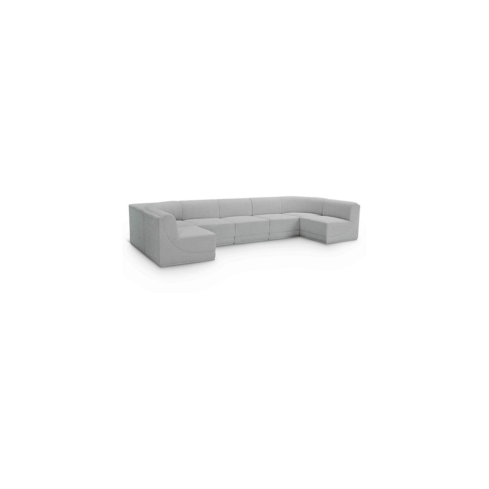 Ollie Grey Boucle Fabric Modular Sectional