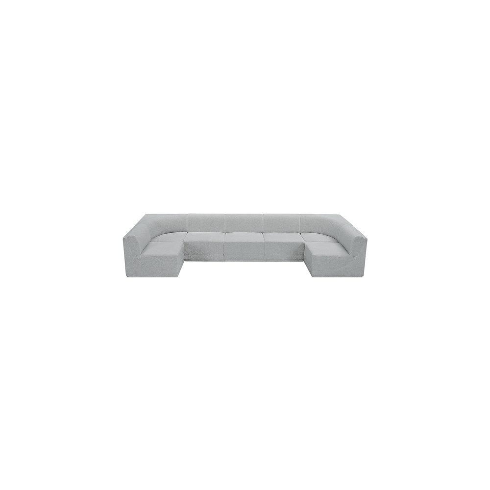 Ollie Grey Boucle Fabric Modular Sectional