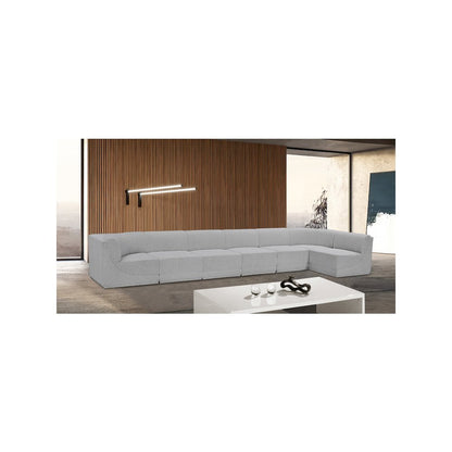 Ollie Grey Boucle Fabric Modular Sectional
