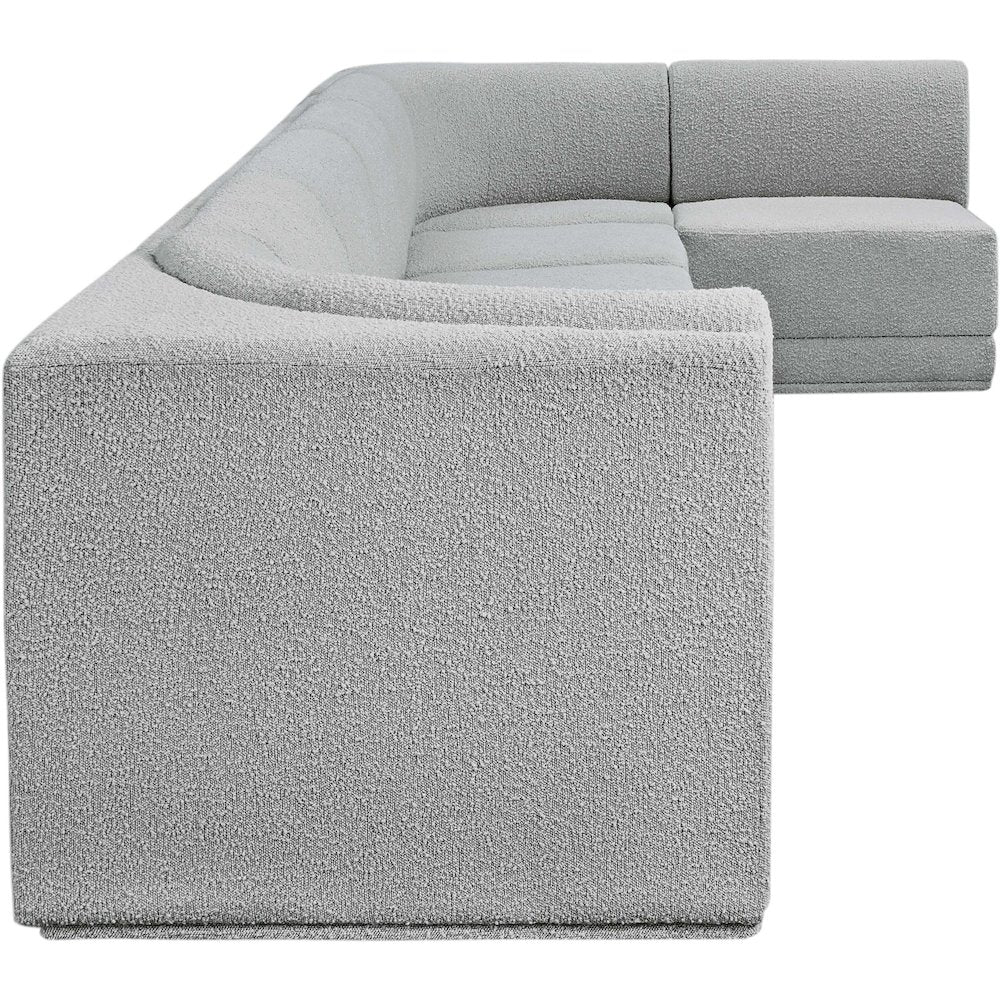 Ollie Grey Boucle Fabric Modular Sectional