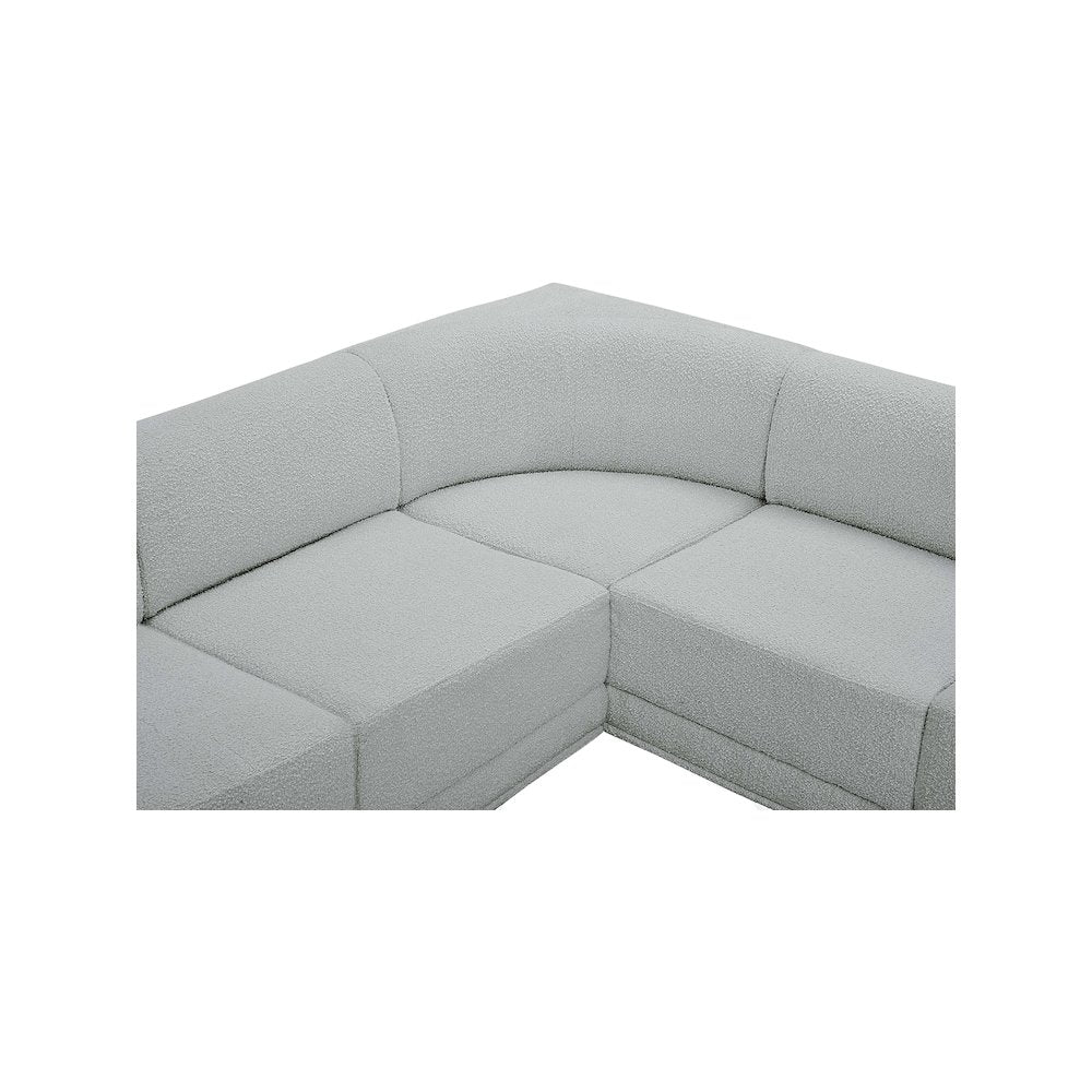 Ollie Grey Boucle Fabric Modular Sectional