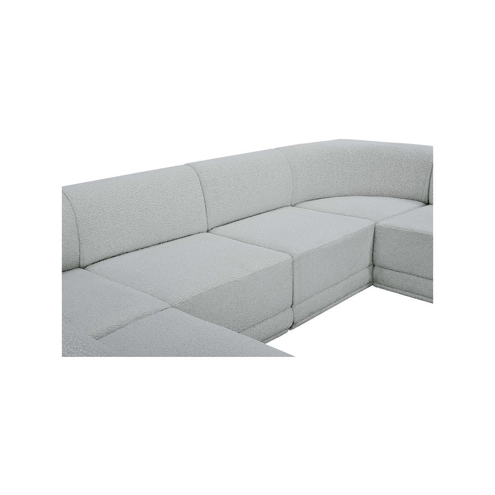 Ollie Grey Boucle Fabric Modular Sectional