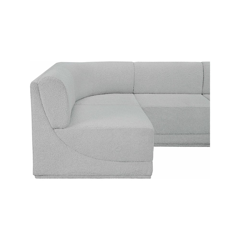 Ollie Grey Boucle Fabric Modular Sectional
