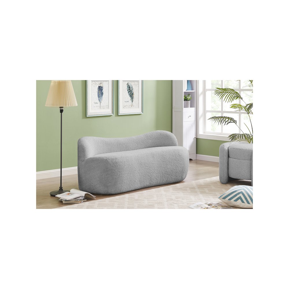 Flair Grey Boucle Fabric Bench