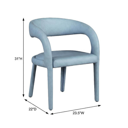 Light Blue Vegan Leather Dining Chair with Armrests Contemporary Seating SKU