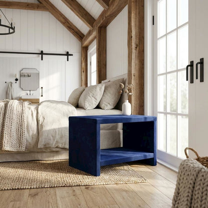 Navy Velvet Night Stand with Contemporary Style and Cozy Feel