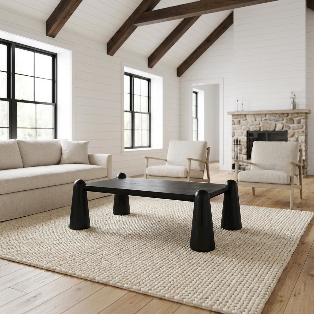 Black Coffee Table with Art Deco Finish and Sturdy Construction