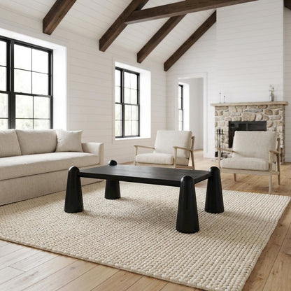 Black Coffee Table with Art Deco Finish and Sturdy Construction