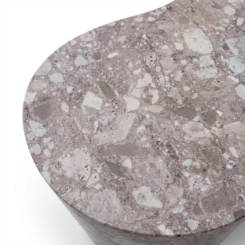 Brown Marble Finish Concrete Coffee Table with Art Deco Style
