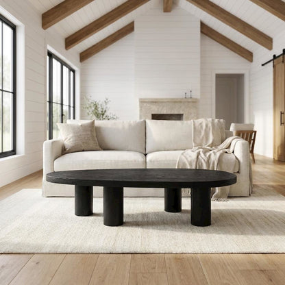 Art Deco Black Coffee Table with Black Oak Finish, Sturdy Construction