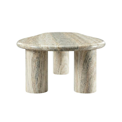 Contemporary Travertine Finish Concrete Coffee Table with Art Deco Style