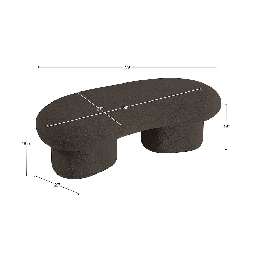 Luka Brown Boucle Fabric Bench