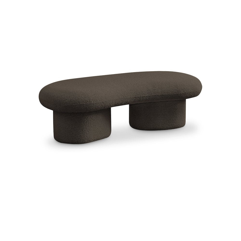 Luka Brown Boucle Fabric Bench