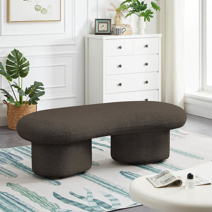 Luka Brown Boucle Fabric Bench