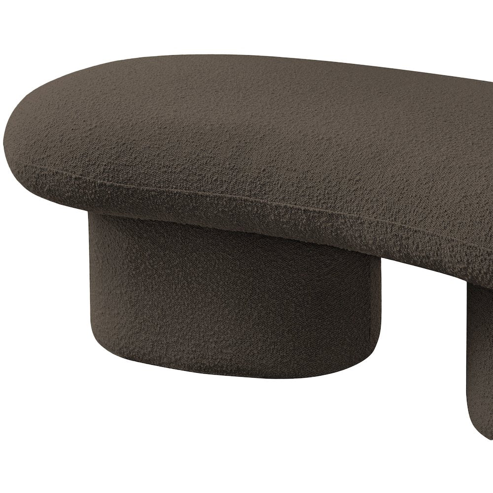 Luka Brown Boucle Fabric Bench