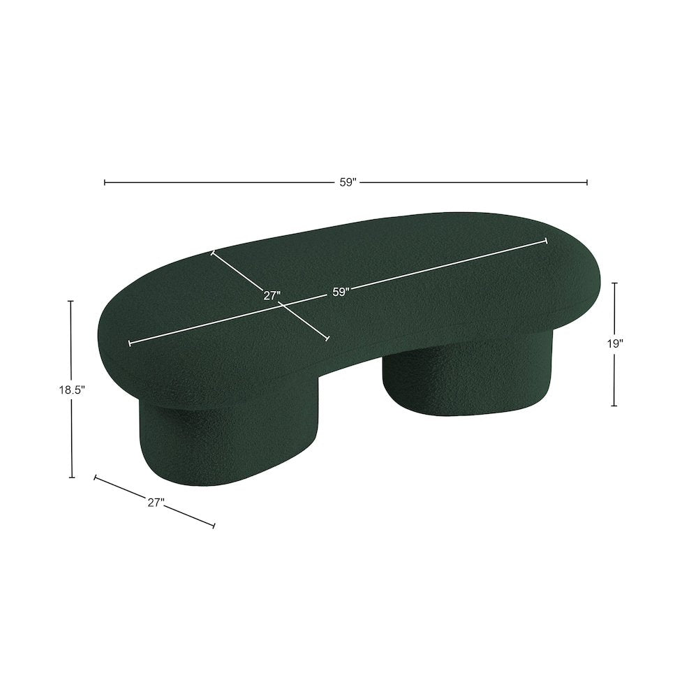 Luka Green Boucle Fabric Bench