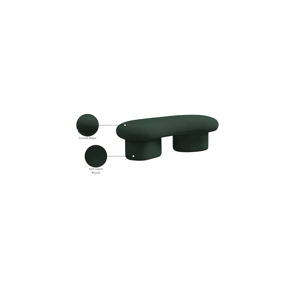 Luka Green Boucle Fabric Bench