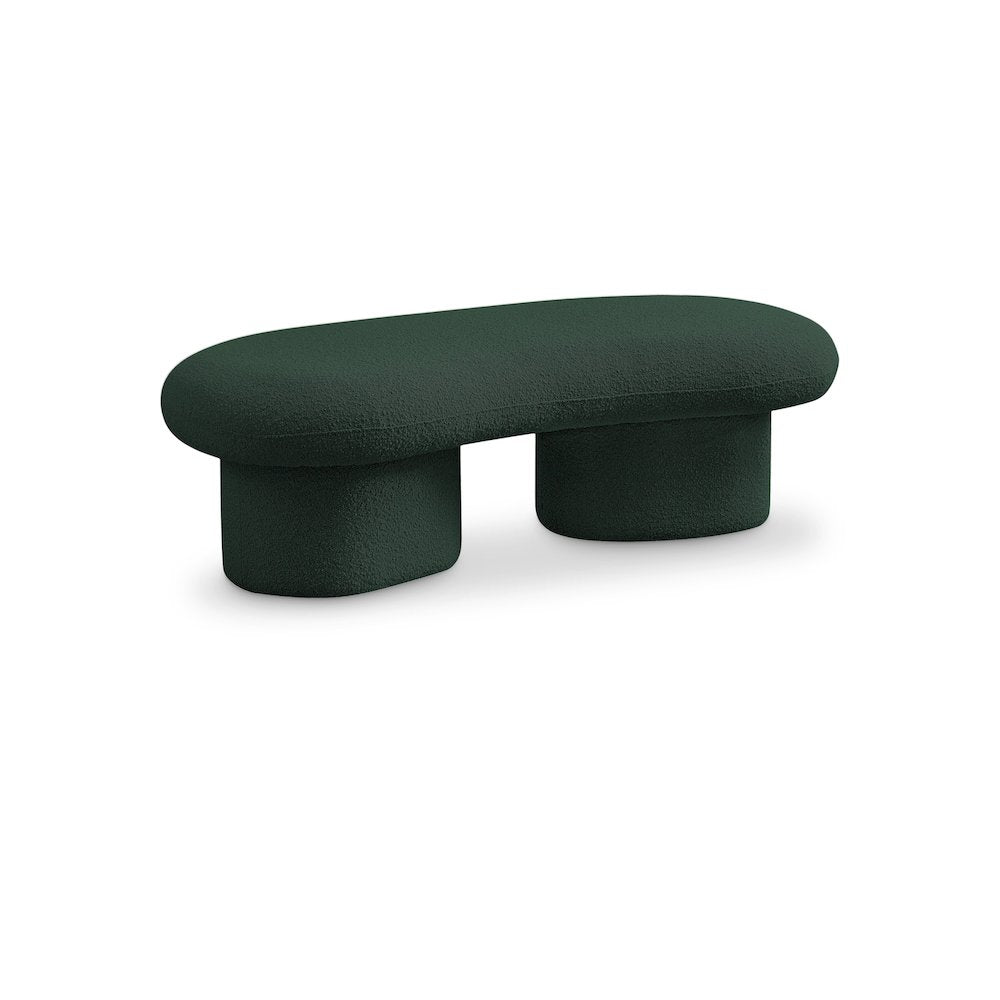 Luka Green Boucle Fabric Bench