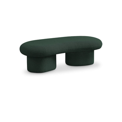 Luka Green Boucle Fabric Bench