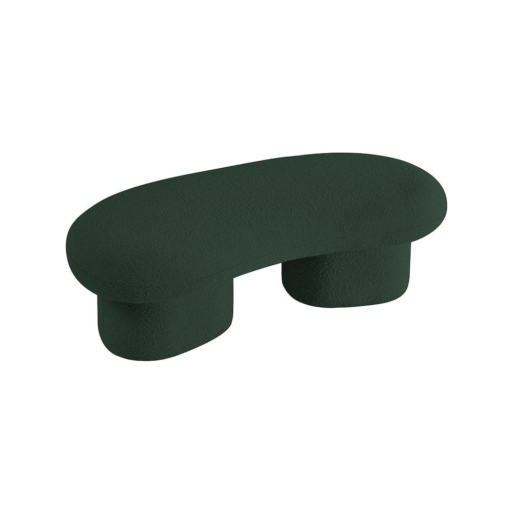 Luka Green Boucle Fabric Bench