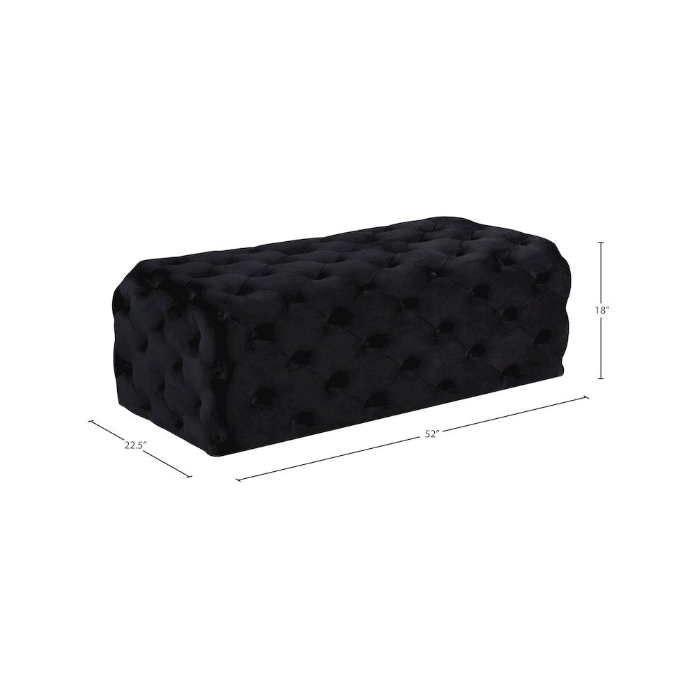 Casey Black Velvet Ottoman/Bench